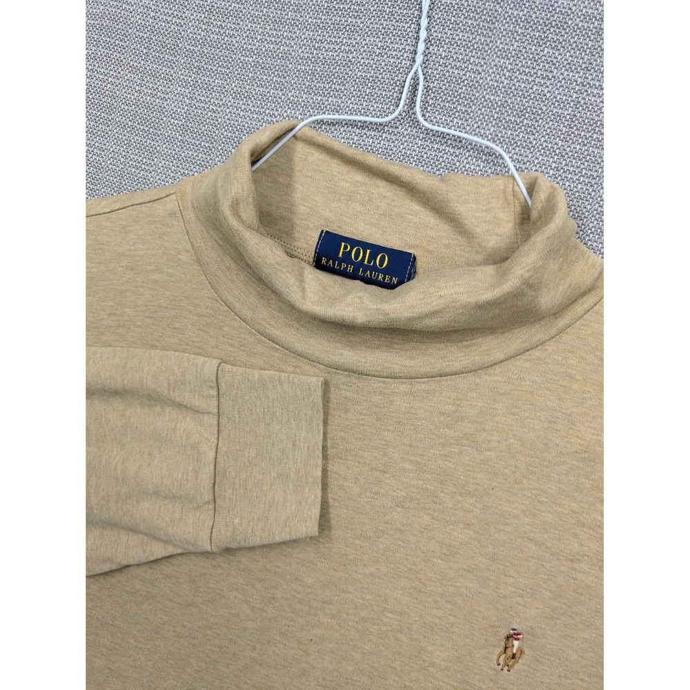 Polo Ralph Lauren Mens XL Tan Cotton Long Sleeve Turtleneck Pony Logo Shirt